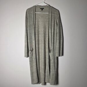 Eileen Fisher Organic Linen Long Open Cardigan Sweater Neutral Taupe Size Small
